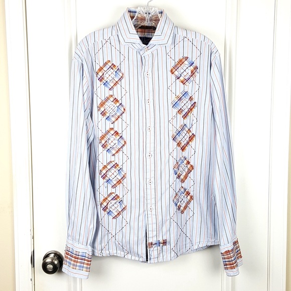 English Laundry Other - English Laundry | Blue Striped Patchwork Shirt